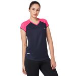 berge' Ladies Polyester Dry Fit Western Shirts & Slim Fit Tshirts For Women, Quick Drying & Breathable Fabric, Gym Wear Tees & Workout Tops (Navy Colour) M, Blue