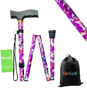 BeGrit Walking Sticks for Women Folding Walking Sticks Adjustable Walking Stick Collapsible Lightweight Flexible Stick Comfortable Grip for Ladies Men