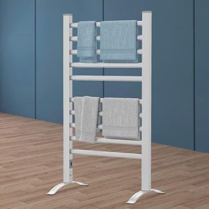 Ufurniture 10-Bar Heated Towel Rail Standing Wall Mounted Towel Electric Towel Warmer Rack Free-Standing Drying Rack Towel Rack 53.5L*35W*98H cm