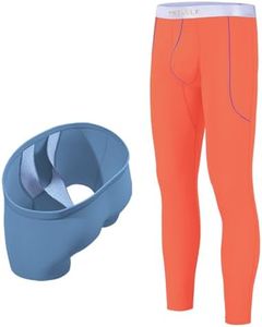 MUEBAIRES Mens Scrotal Support Pants Long Johns Thermal Underwear Mens Leggings Thermal Pants Men Cold Weather Bottoms Orange-red XL