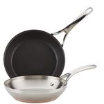 Anolon 2-Piece Steel & Hard Aluminum Skillet Set, Stainless Steel and Hard Anodized