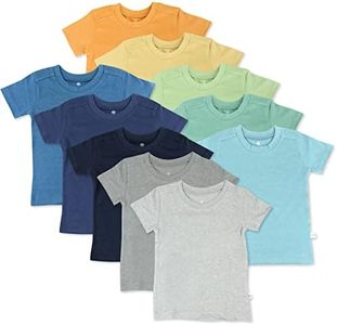 HonestBaby Multipack Short Sleeve T-Shirt Tee 100% Organic Cotton Infant Baby, Toddler, Little Kids Boys, Girls, Unisex, Rainbow Boy, 2 Years