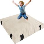 JOYWOO Crash Pad for Kids Sensory Room, Anti-Slip Sensory Crash Mat, Shredded Foam Sensory Crash Pad for Kids Gift, Soft Washable Cover, Gift for Children and Family Fun, 5 x 5 Ft, Beige