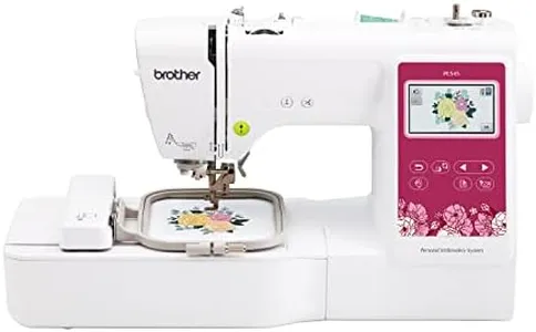 Brother PE545 Embroidery Machine, Wireless LAN Connected, 135 Built-in Designs, 4" x 4" Hoop Area, Large 3.7" LCD Touchscreen, USB Port, 10 Font Styles