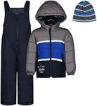 LONDON FOG Boys Heavyweight Snowsuit Blue/Grey Stripe 7