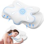 Cervical Pillow for Neck Pain, Cooling Pillow for Neck and Shoulder, Memory Foam Pillow with Breathable Pillowcase, Ergonomic Contour Sleeper Pillow for Sleeping for Side, Back, Stomach Sleepers,White