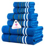 Casa Copenhagen Exotic 6 Pieces Towel Set- Electric Blue, 525 GSM 2 Bath Towel 2 Hand Towel 2 Washcloth, Designed in Denmark Made of Soft Egyptian Cotton for Bathroom, Kitchen & Shower