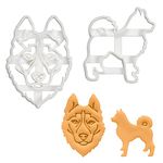 BAKERLOGY Set of 2 Husky Cookie Cutters (Designs: Face and Body) - Detailed Biscuit Cutter Design for Baking and Crafts, Ideal on Fondant, Dough, Clay