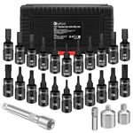 Lytool Torx and HEX Bit Socket Set, 25PCS 1/4" Allen Key Star Socket, 1/2" & 3/8" Socket Drive Adaptor, for Torque Wrench, Ratchet Wrench, Impact Power Drills