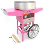 KuKoo Commercial Cotton Candy Floss Machine & Cart 500 Sticks Retro Pink 900w