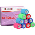 HEALQU Self Adhesive Bandage Wrap – Cohesive Tape for Athletic and Sports 3”x5yd, 12 Rolls - Self Adherent Medical Tape, Flexible, Elastic Bandages Multicolor for Wrist & Ankle Vet Wrap for Dogs