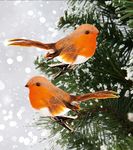 Set Of 6 Clip On Christmas Robins Cute Festive Christmas Tree Bird Decoration Ornaments 12cm