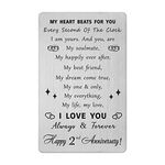 2 Year yr Anniversary Wallet Card for Him Her, Second 2nd Happy Wedding Anniversary Card Gifts for Husband Wife