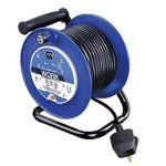 Masterplug LDCC2513/4BL-MP Four Socket Medium Open Cable Reel with Handle, 25 Metres, Blue