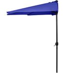 ABCCANOPY 11FT Patio Umbrella Half Round Outdoor Umbrella with Crank for Wall Balcony Door Window Sun Shade (Blue)