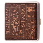 Cigarette Case,Stylish Leather Cigarette Case Holder Metal Frame Cigarette Holder Case Cigarette Box Holder for Men and Women,20 Cigarettes 90mm (Red Copper)