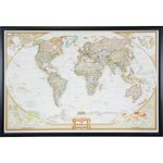 Craig Frames Wayfarer, Executive World Push Pin Travel Map, Gallery Black frame and Pins, 24 by 36-Inch