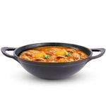 The Indus Valley Pre-Seasoned Cast Iron Kadai with Curve Handles | Very Small, 20.3Cm/8Inch, 1.4Ltr, 1.5Kg | Naturally Nonstick, 100% Pure & Toxin-Free, No Chemical Coating