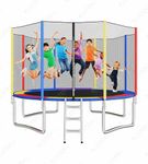 KOSTEN SPORTS 10 FT Trampoline with Safety Enclosure Net & Ladder – Heavy-Duty Outdoor Trampoline for Kids & Adults – High-Elastic Jump Mat, Rust-Resistant Frame, Easy Assembly