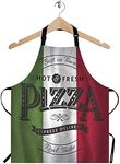 WONDERTIFY Pizza Apron,Best in Town Pizzeria Retro Poster on Grunge Backgrounds Green White Red Bib Apron with Adjustable Neck for Men Women,Suitable for Kitchen Cooking Chef Grill Bistro BBQ Apron, Multi02, 27*31 inch