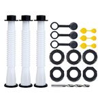 Gas Can Spout Replacement,Gas Can Nozzle,(3 Kit-White) with 6 Screw Collar Caps(3 Coarse Thread &3 Fine Thread-Fits Most of The Cans) with Gas Can Vent Caps, Thick Rubber pad, Spout Cover, Base Caps