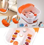 RDE home care Foot Spa Footbath & Roller Massager for Pain Relieve and Feet Care (Orange)