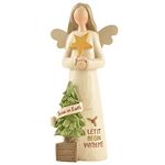 Feather & Grace Holding Heart, Figurine for Women & Men, Statue for Christmas Decor, Guardian Angel Ornament Gifts-Resins-Multi, one Size