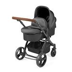 Ickle Bubba Stomp Urban 3-in-1 Travel System with Isofix Base (Galaxy) - Matte Black/Charcoal Grey/Tan