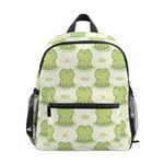 ALAZA Boys Girls Children's Backpack with Chest Strap, Kids Little Backpacks Toddler Rucksack Cute Frog Small Schoolbag Bookbag