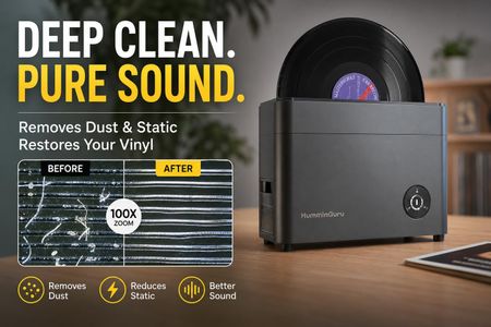 HumminGuru Ultrasonic Vinyl Record Cleaner – Deep Cleaning Machine