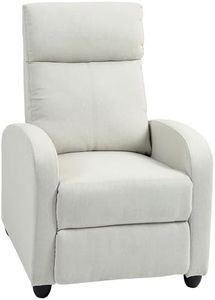 HOMCOM Push Back Recliner Chair, Fabric Home Theater Seating, Single Reclining Sofa Chair with Padded Seat for Living Room, Dark Grey