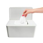 Baby Wipe Dispenser Non-Slip Wet Wipes Holder Tissue Storage Box Case with Lid for Home Office Car Keep Fresh (White)