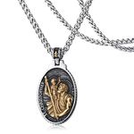 WESTMIAJW Oval St Christopher Medal Pendant Necklace Jewellery Gift for Men Boys 60cm