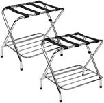 Foldable Luggage Rack, Metal Suitcase Stand for Guest Room, Heavy Duty Luggage Rack for Bedrooms, Hotels, Travel | Folding Luggage Racks for Suitcases and Storage (Double Rack (DIY), Pack of 2)