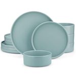 vancasso Venus Matte Dinnerware Set, 12-Piece Blue Dinner Sets, Stoneware Crockery Set with 4-Piece 10.5in Dinner Plate, 8in Dessert Plate, 720ml Bowl, Modern Style