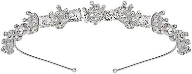 SWEETV Crystal Wedding Headband Silver-Bridal Headpiece Jewelry Band Rhinestone Hairpiece Women Hair Accessories for Brides