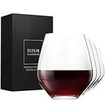 ELIXIR GLASSWARE Stemless Red Wine Glasses Set of 4 - Hand Blown Crystal Stemless Wine Glasses - Unique Large Wine Glasses for Cabernet, Pinot Noir, Burgundy, Bordeaux 18oz, Clear