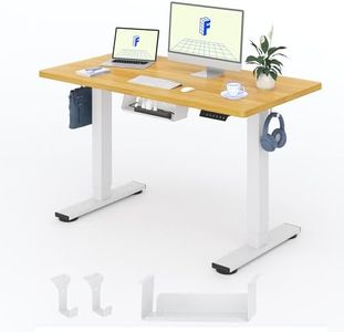 FlexiSpot Höhenverstellbarer Schreibtisch Basic–Mit Kabelmanagement, Haken und EINTEILIGER Tischplatte, Ergonomischer Homeoffice-Tisch, Bürotisch (120x60cm, Ahorn)