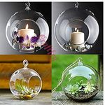 Illuminate Your Space with CRAFTFRY Glass Hanging Planter Tea Light Candle Holders - Pack of 4 for Parties, Home Decor, Weddings, Living Rooms & Halls