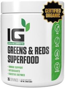 Immuno Greens Powder - Organic Reds & Greens Superfood with Antioxidants, Digestive Enzymes, Immune Support | Spirulina, Wheat Grass, Tumeric & More (Vegan, Keto Friendly, Gluten Free) 35 Servings