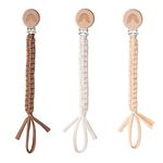 Pacifier Clip for Boys Girls Pacifier Holder Leash Boho Rainbow Wooden Clips Handmade Braided Cotton Unisex Baby Shower Birthday Gift Christmas Gift