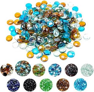 Skyflame 10-Pound Blended Fire Glass Beads for Fire Pit Fireplace Landscaping, 1/2-Inch High Luster Caribbean Blue, Crystal Ice, Caramel