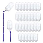 30PCS Fluffy Dusters Refills Compatible with FLASH Dusters, Microfiber Fluffy Dusters Refills with Extender Handle and 270 Degree Short Handle,Disposable Electrostatic Duster for Home and Car Cleaning