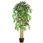 HOMCOM 5FT Artificial Bamboo Tree, Fake Plant with 1095 Leaves, Greenery Plant in Nursery Pot for Indoor and Outdoor, Green