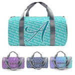 Monogram Blue Personalized Duffel Bag with Name Custom Gym Travel Bags for Woman Sports Bag Wet Dry Pockets & Shoe Compartment Weekend Overnight Bag Gift