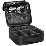 GreenLife® Professional Makeup Train Case Cosmetic Toiletry Bag Travel Organizer Make up Artist Master Waterproof Case Portable Storage with Adjustable Dividers Accessories Tools Brushes Pouch Black