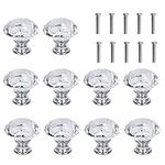 10 Pcs White Clear Crystal Glass Cabinet Knobs 30mm Diamond Shape Drawer Kitchen Cabinets Dresser Cupboard Wardrobe Pulls Handles