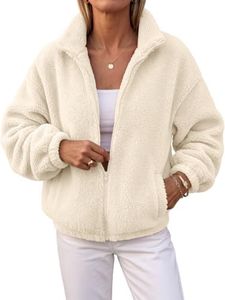 Trendy Queen Womens Full Zip Sherpa Fleece Jacket Stand Collar Cozy Coat