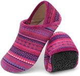 XIHALOOK Unisex Men Slippers Artificial Woolen Slippers with Non-Slip Rubber Sole Walking House Shoes Purple Bohemia, 11.5-12.5 Women/10-10.5 Men