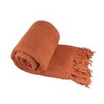 Home Soft Things Throw Blanket Knitted Tweed Throw 50'' x 60'', Rust, Super Soft Cozy Warm Comfortable Breathable Throw for Living Room Chair Couch Bed Sofa Bedroom Home Décor